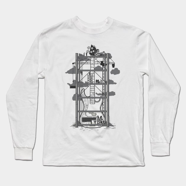 Building music with a fantastic bass guitar Long Sleeve T-Shirt by DaveLeonardo